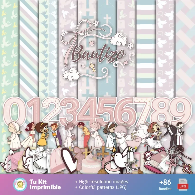 Banner Papel Digital Bautizo Niña