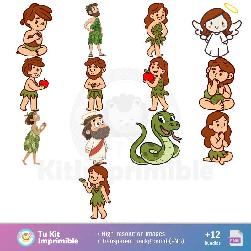 Personajes | Padrões e Texturas Adão e Eva - Kits de Scrapbook e Festas