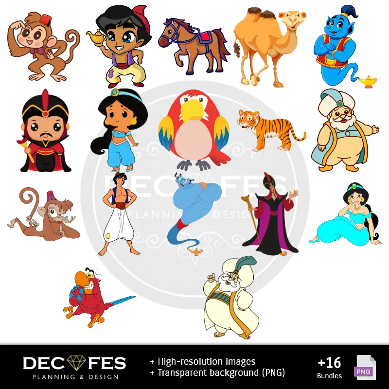 Personajes | Aladdin and Jasmine Digital Paper - печатается для Scrapbook и DIY
