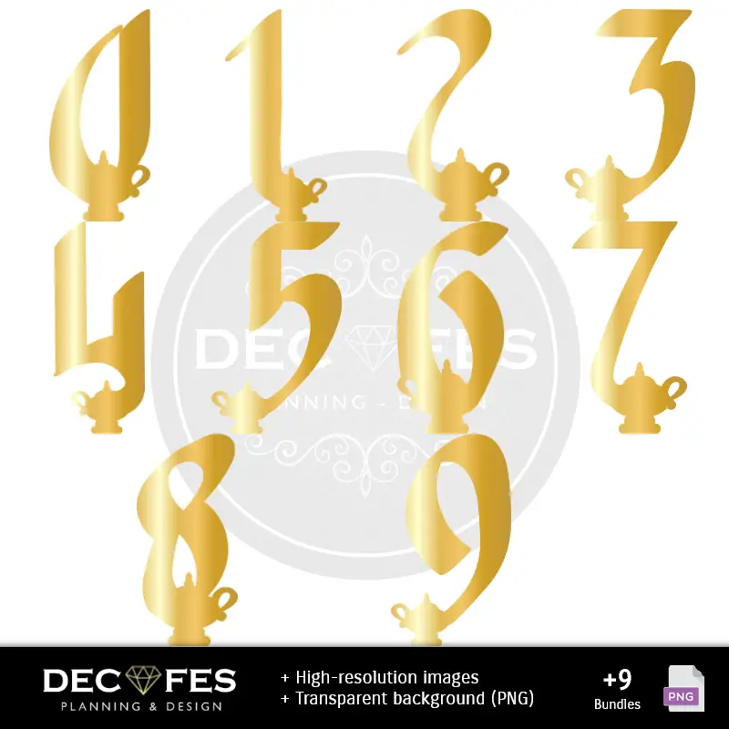 Números Temáticos | Aladdin e Jasmine Digital Paper - Stampabile per Scrapbook e fai da te