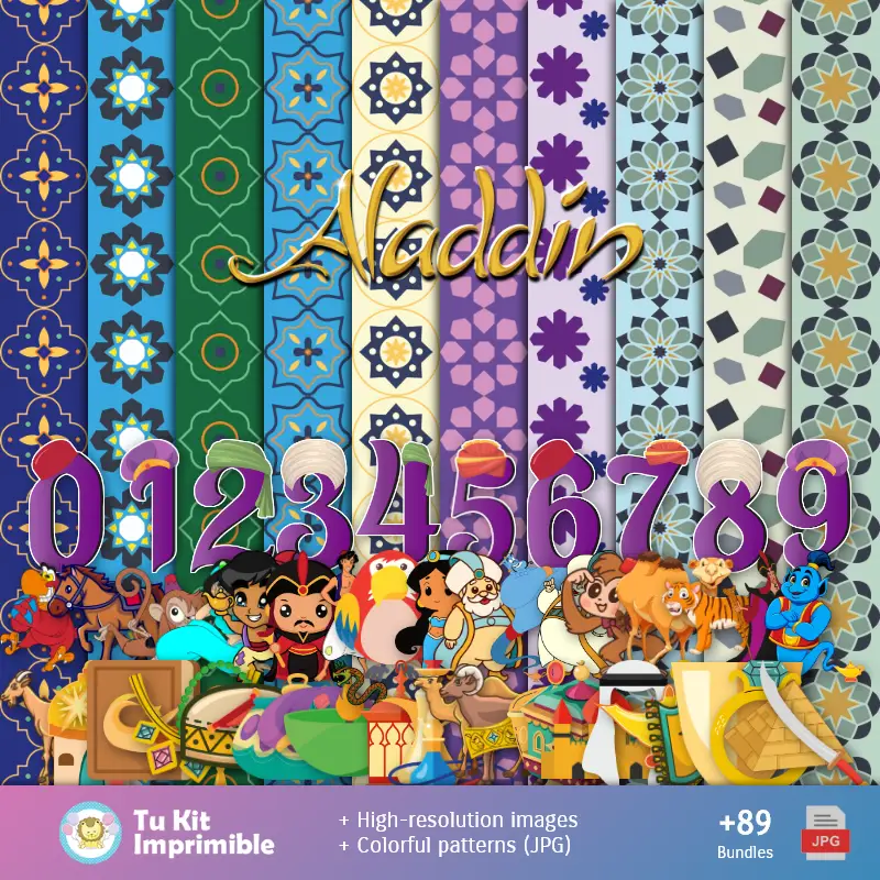 Fondi di Aladdin e Jasmine - Carte di Decorazione Digitale