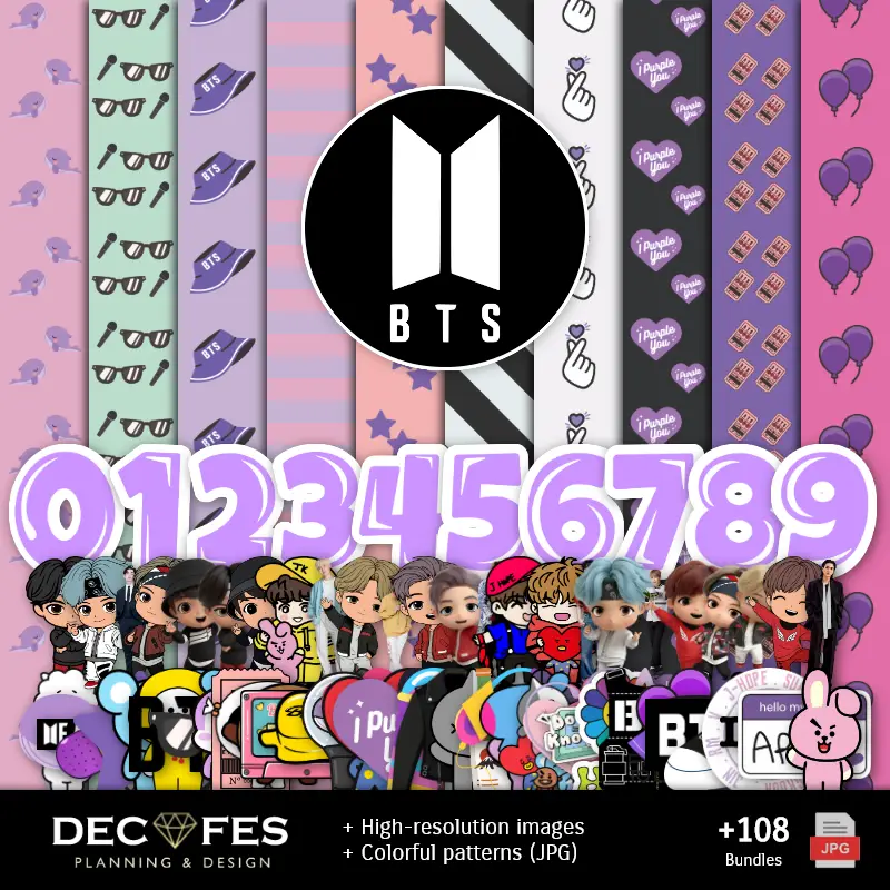 Álbum de Recortes do BTS - Desenhos Imprimíveis para Artesanato