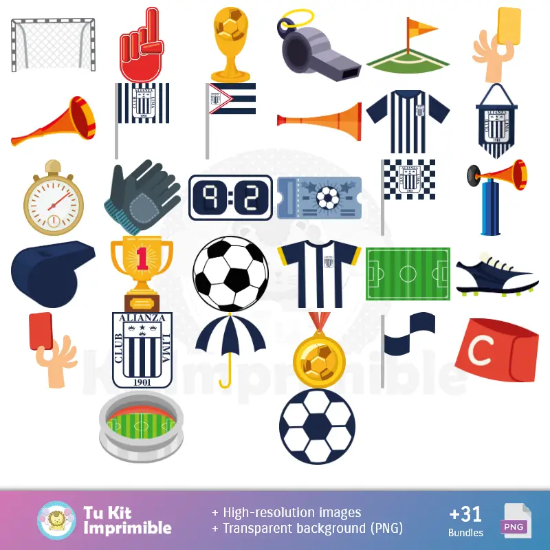 Accesorios | Alianza Lima Football Club - Padrões e Texturas - Kits para Scrapbook e Festas