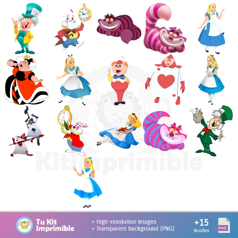 Números Temáticos | Alice patterns and Textures in Wonderland - Scrapbook and Party Kits