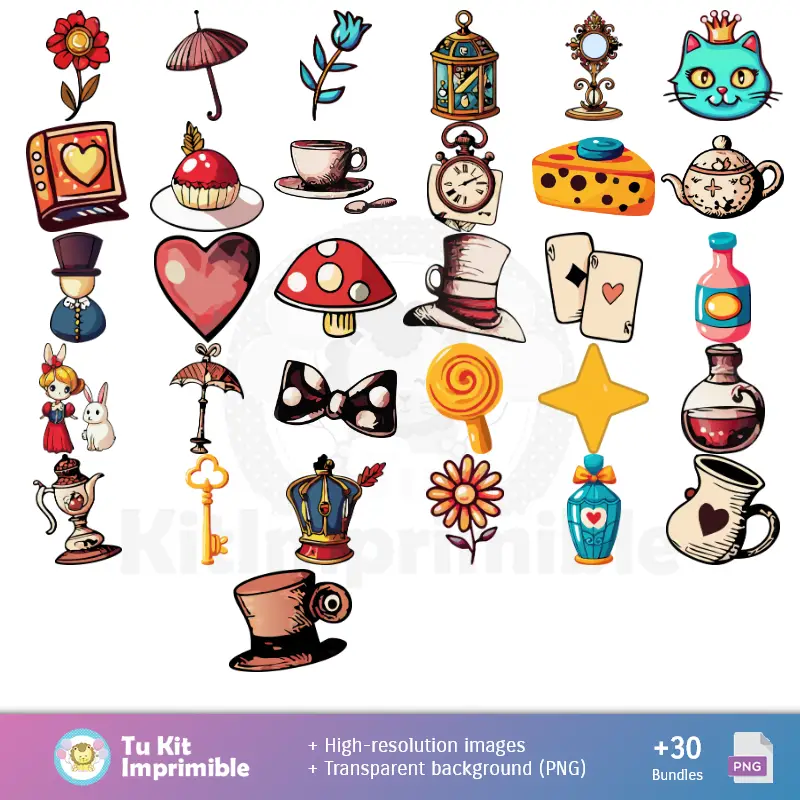 Accesorios | Alicia finance à Wonderland - Digital Decor Papers