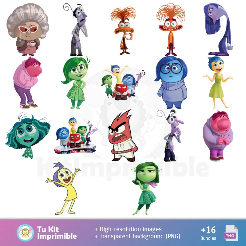 Personajes | Padrões e Texturas Inside Out Intensamente - Kits de Scrapbook e Festas