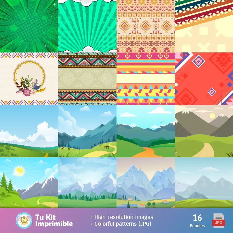 Fondos | Padrões e Texturas Alpacas - Kits de Scrapbook e Festas