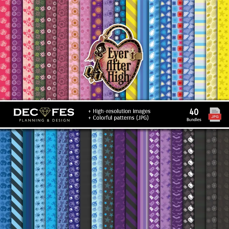 Fondos | Set de Papel Digitales Ever After High - Fundos para Festas e Scrapbooking