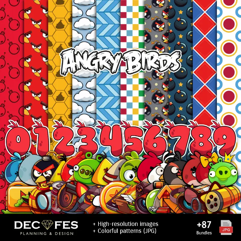 Accesorios | Angry Birds Digital Paper - Printable for Scrapbook and DIY