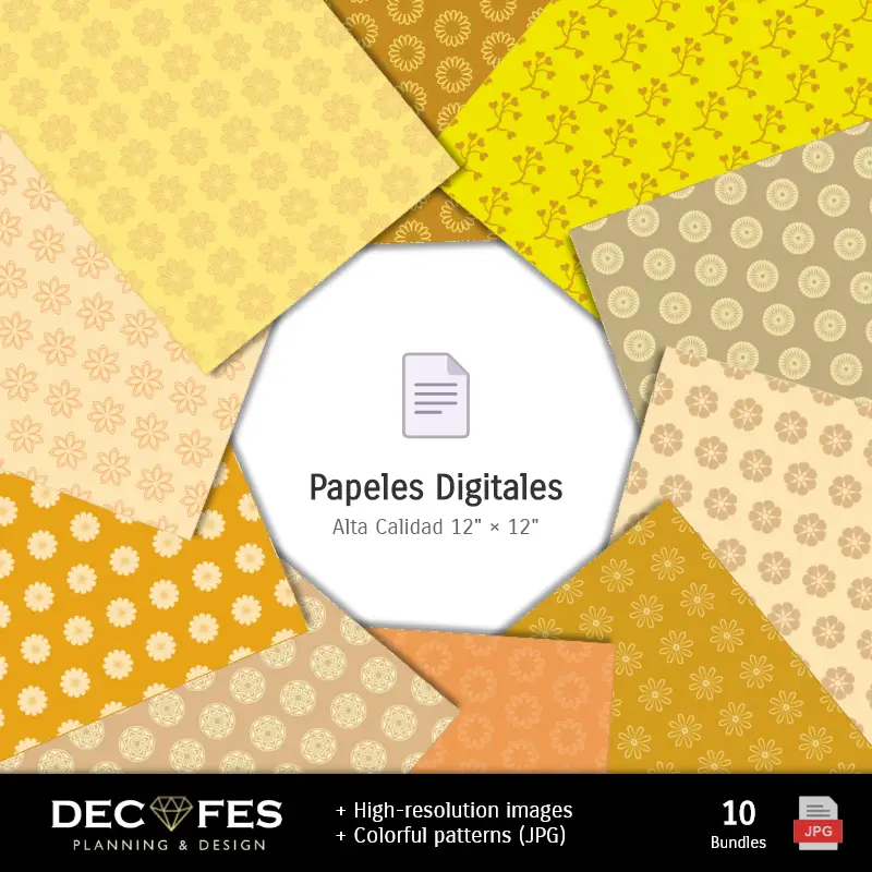 Collages | Papel Digital Aniversário 50 anos - Imprimíveis para Scrapbook e DIY