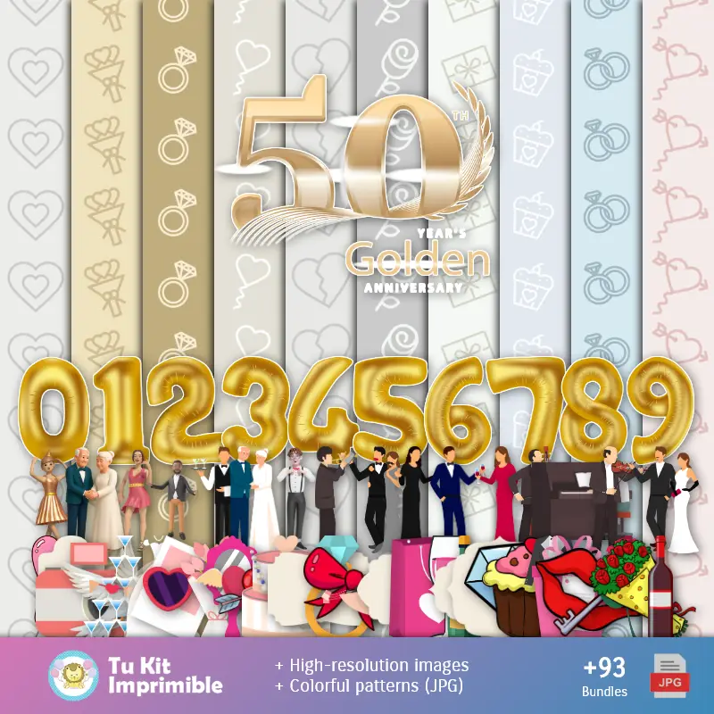 Accesorios | Юбилейные 50-летние узоры и текстуры - Scrapbook и партийные наборы