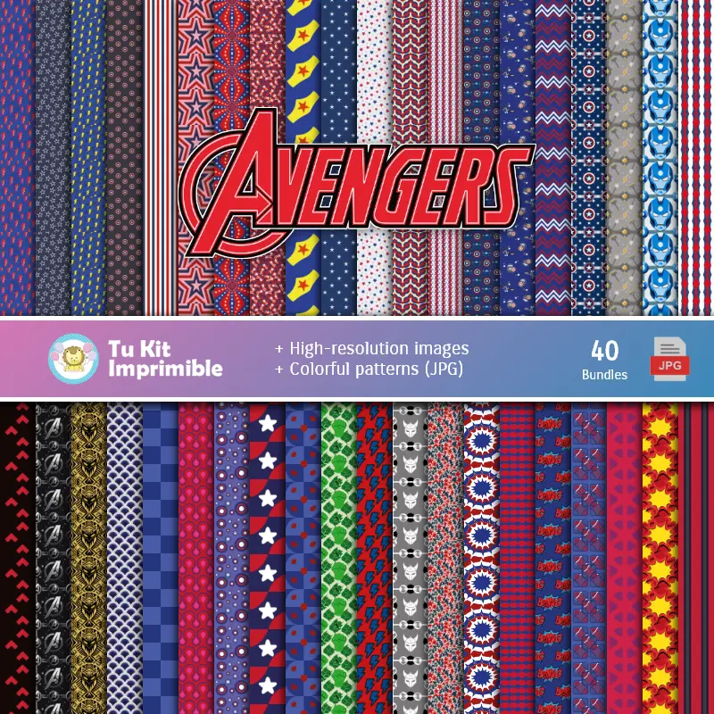 Avengers Digital Paper Set - Festivals and Scrapbooking