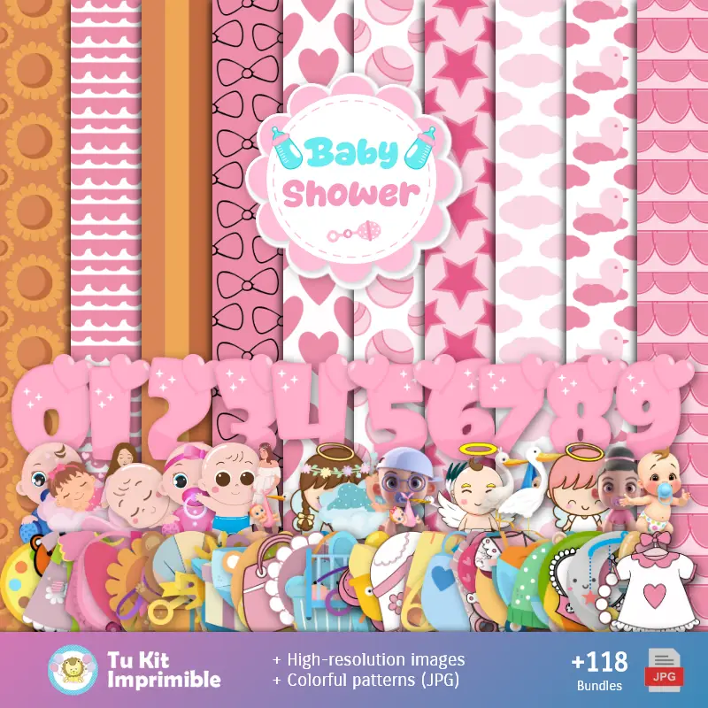 Modelli e texture della doccia del bambino - Scrapbook e kit di partito