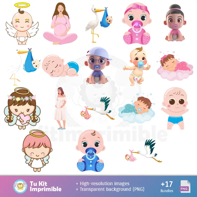 Personajes | ベビーシャワーパターンとテクスチャ - スクラップブックとパーティーキット