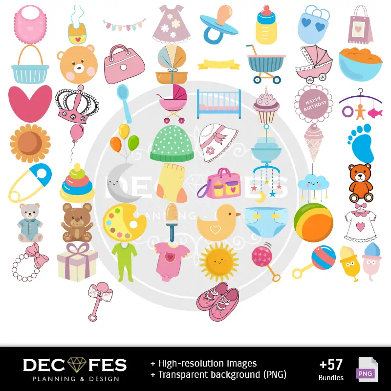 Personajes | Baby doccia digitale carta - stampabile per Scrapbook e fai da te