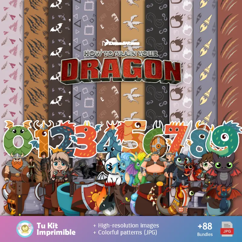 Personajes | Fundos Como Entrenar o seu Dragão - Papeles Digitales para Decoração