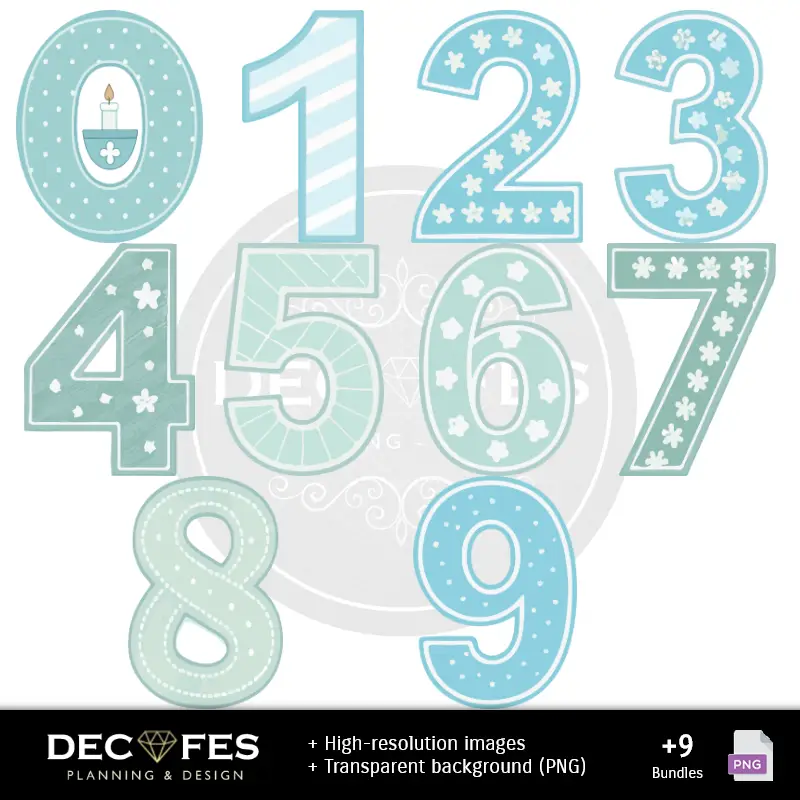 Números Temáticos | Baptiser un enfant en papier numérique - Imprimable pour Scrapbook et bricolage