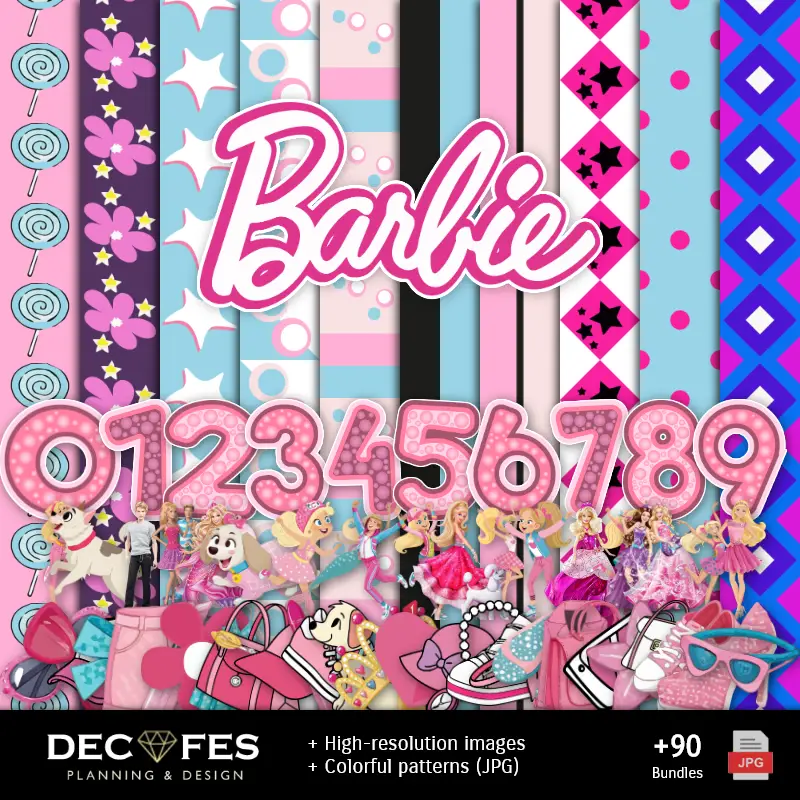 Barbie Digital Paper - Printable for Scrapbook and DIY