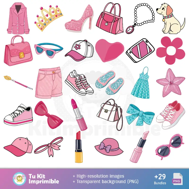 Accesorios | Padrões e Texturas Barbie - Kits de Scrapbook e Festas