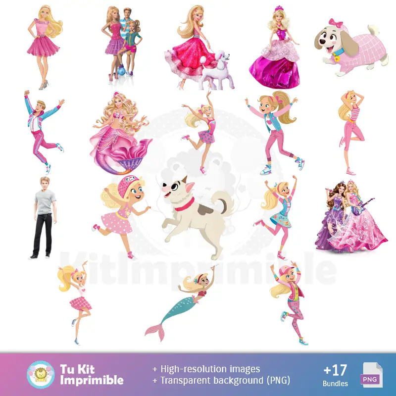 Personajes | Padrões e Texturas Barbie - Kits de Scrapbook e Festas