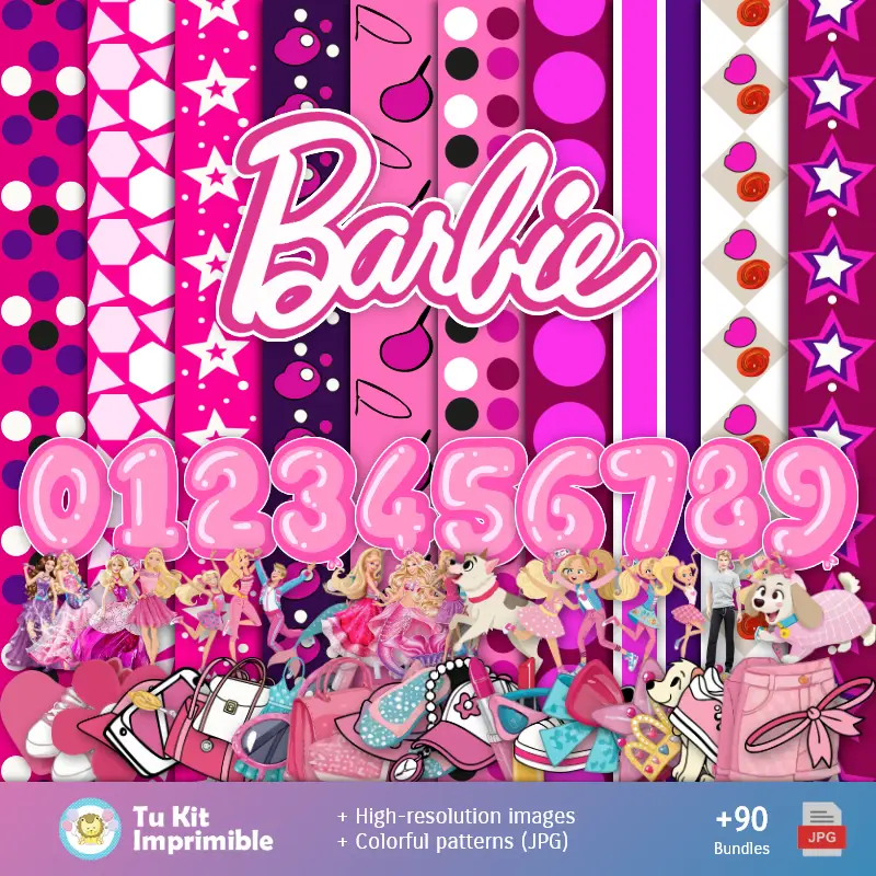 Barbie Patterns and Textures - Scrapbook and Party Kits