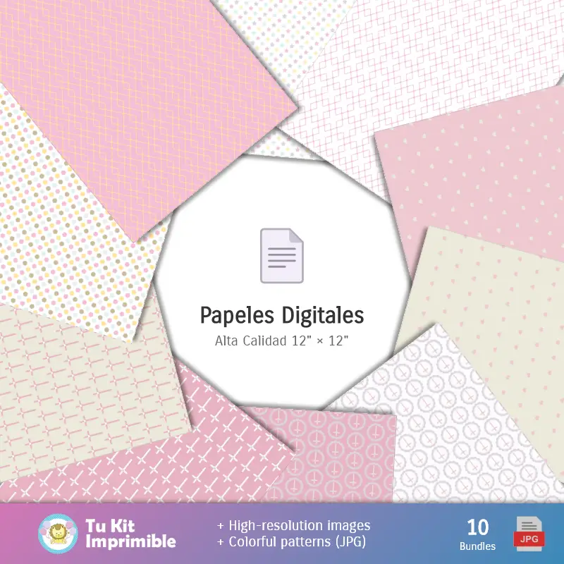 Collages | Baptize Girl - Carte digitali per la decorazione