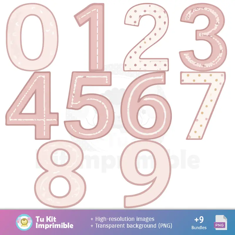 Números Temáticos | Baptize Girl - Carte digitali per la decorazione