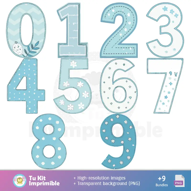 Números Temáticos | Bases Baptiser enfant - Papiers numériques pour la décoration