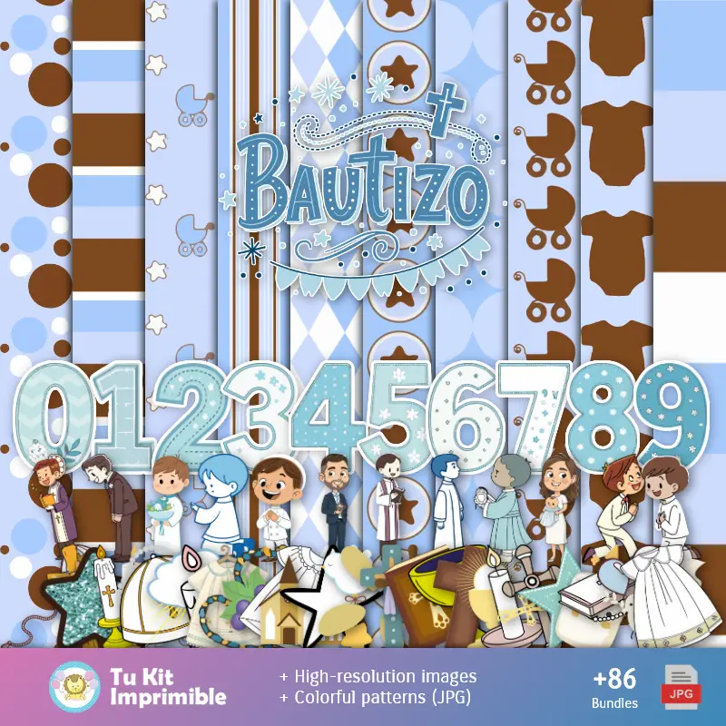 Bases Baptiser enfant - Papiers numériques pour la décoration