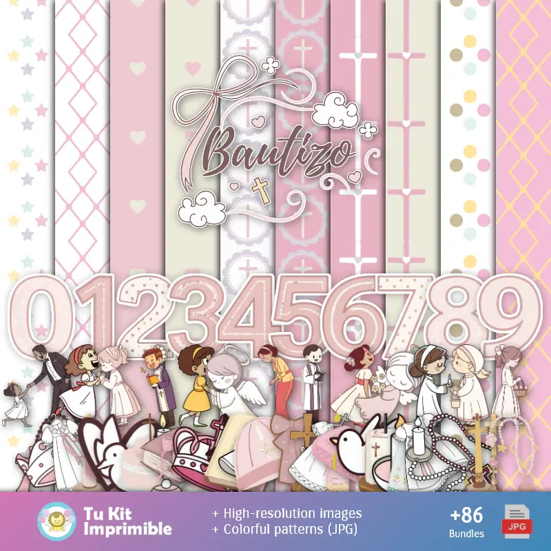 Bases Baptiser fille - Papiers numériques pour la décoration