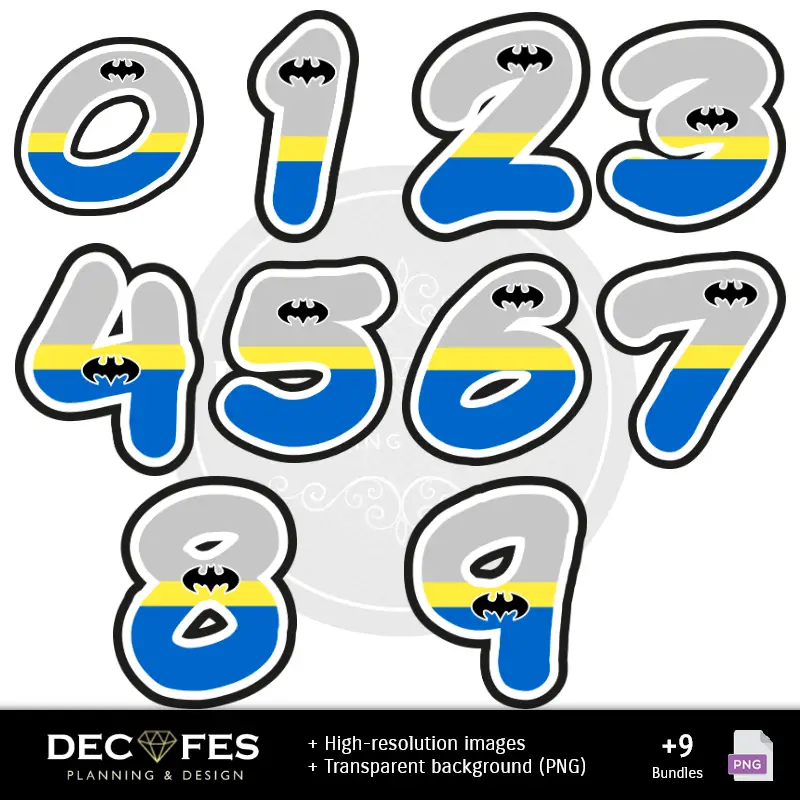 Números Temáticos | Batman Digital Paper - Imprimable pour Scrapbook et bricolage
