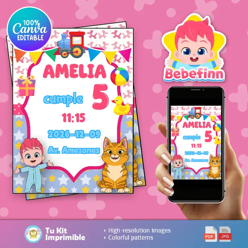 Patrones |  Invitación Bebefinn de Cumpleaños Infantil