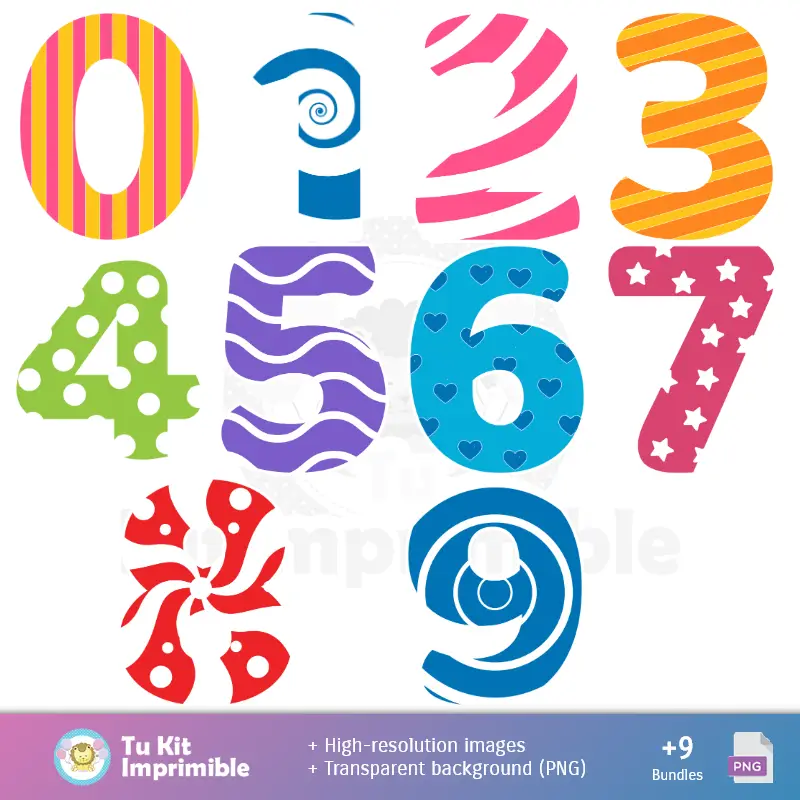 Números Temáticos | Bebefinn Patterns and Textures - Kit per scrapbooking e feste