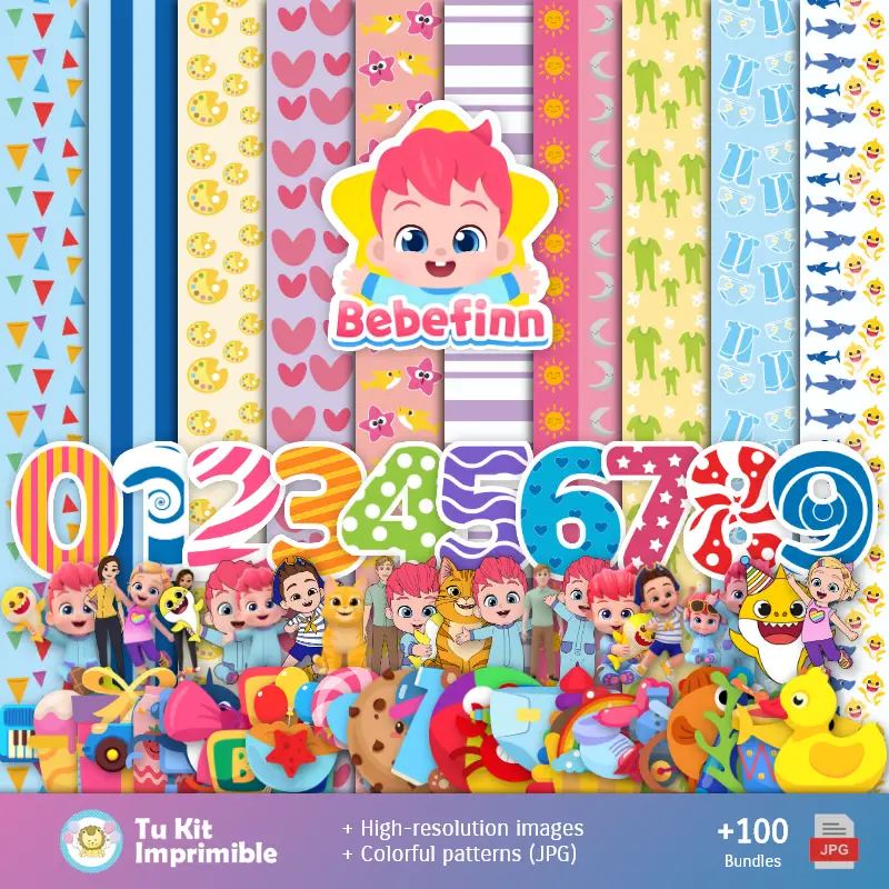 Bebefinn Patterns and Textures - Scrapbook and Party Kits