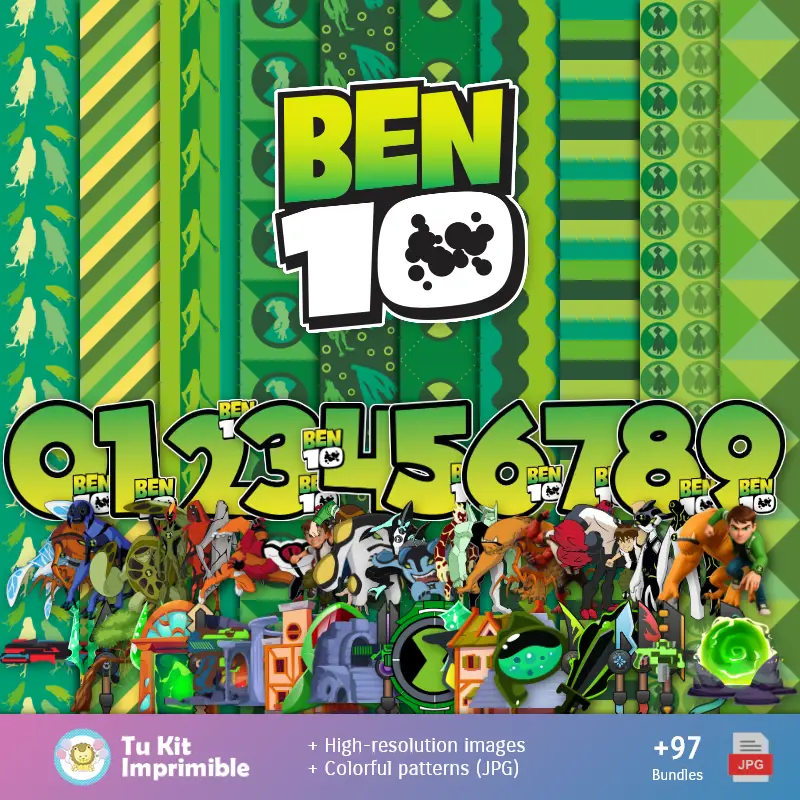 Accesorios | Fundos Ben 10 - Papel Digital para Decoração
