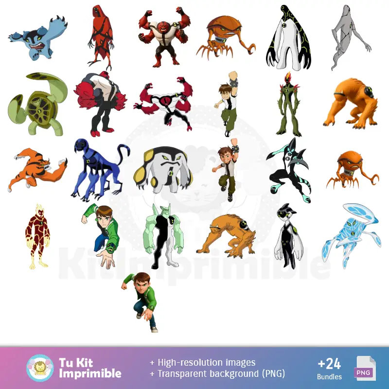 Personajes | Fundos Ben 10 - Papel Digital para Decoração