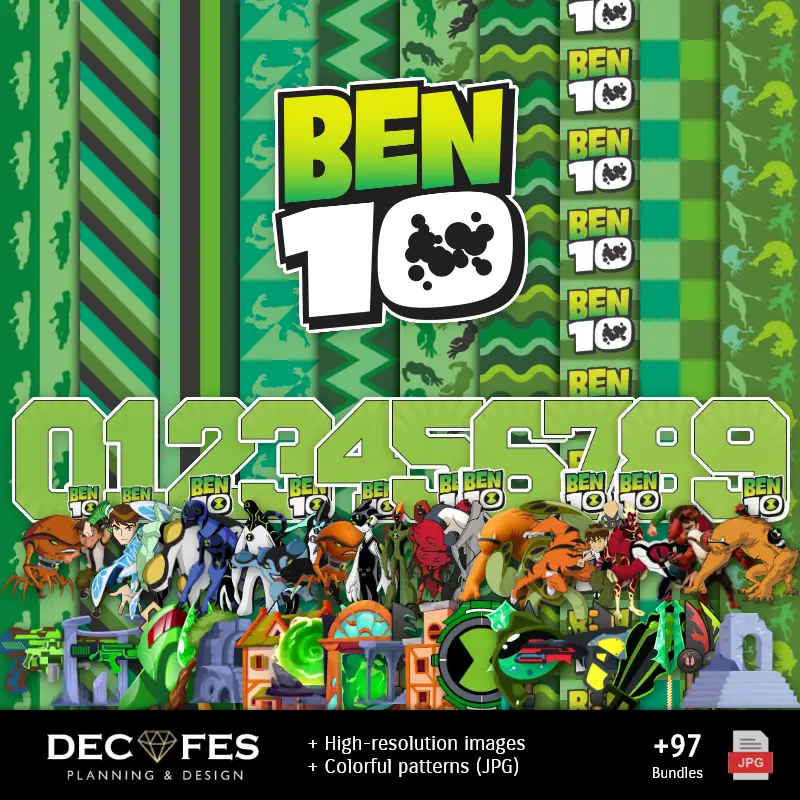 Ben 10 Digital Paper - Stampabile per Scrapbook e fai da te