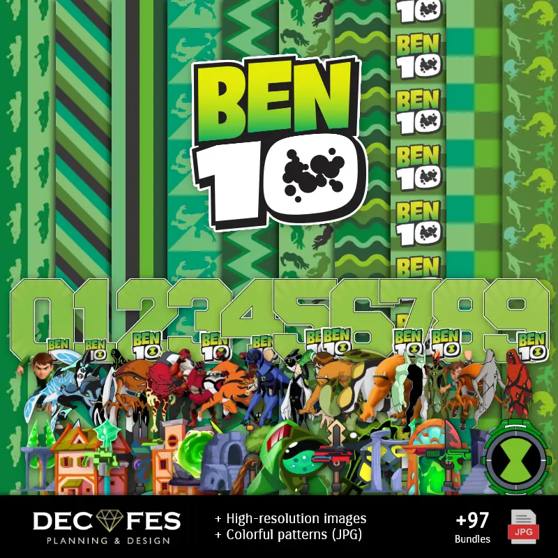 Fondos | Ben 10 Papier numérique - Imprimable pour Scrapbook et bricolage