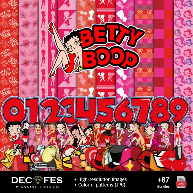 Papel Digital Betty Boop - Imprimíveis para Scrapbook e DIY