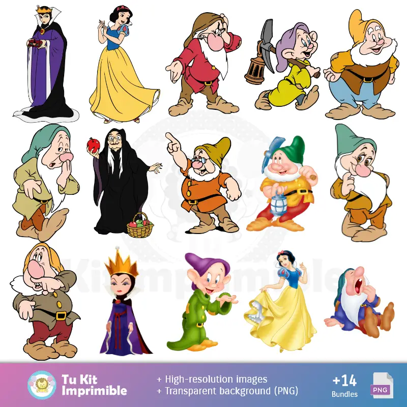 Accesorios | Blanche-Neige et le papier peint 7 nains - Papiers numériques