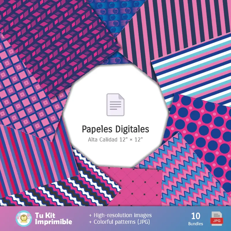 Blu Lock Patterns e Textures - Kit Scrapbook e Parti