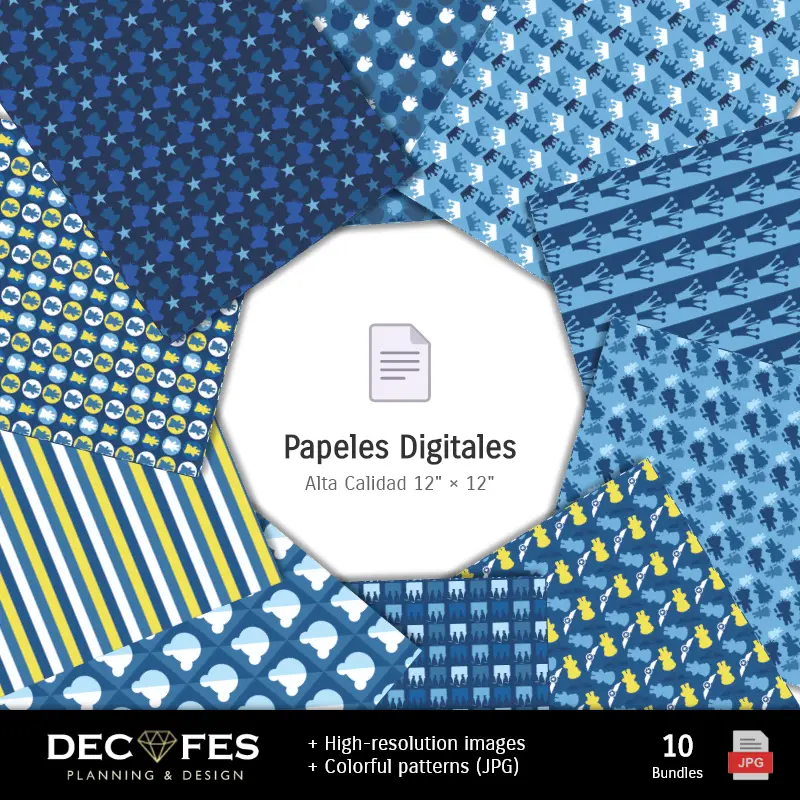 Collages | Papel Digital Osito Príncipe Azul - Imprimíveis para Scrapbook e DIY