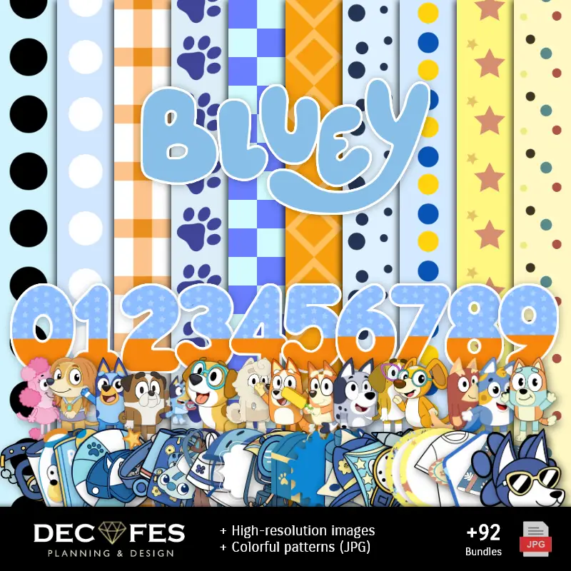 Papel Digital Bluey - Imprimíveis para Scrapbook e DIY