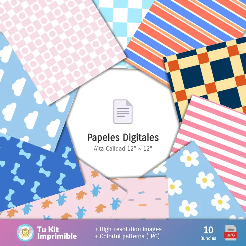 Collages | Bluey motifs et textures - Scrapbook et kits de fête