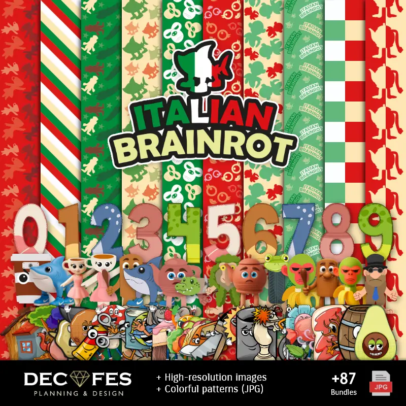 Digital Brain Rot Paper - Printables for Scrapbook and DIY