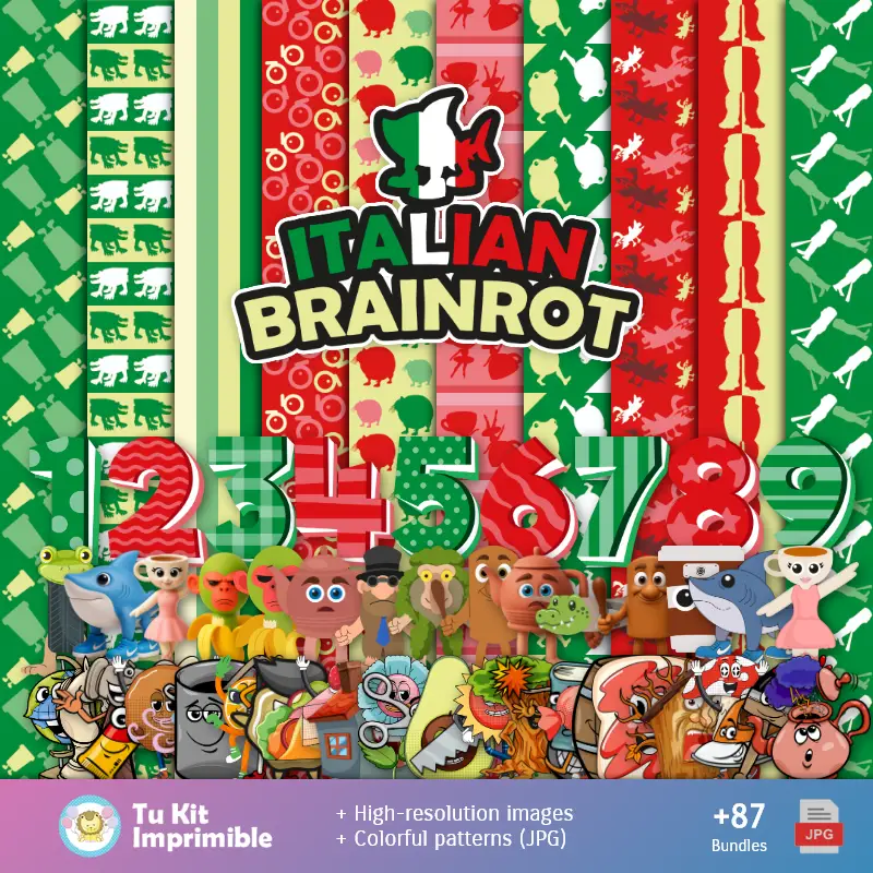 Brain Rot Patterns and Textures - Kit Scrapbook e Parti