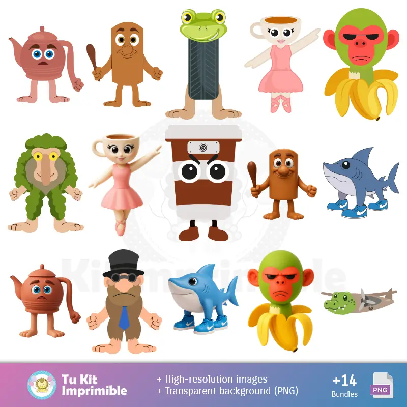 Personajes | Brain Rot Patterns and Textures - Kit Scrapbook e Parti