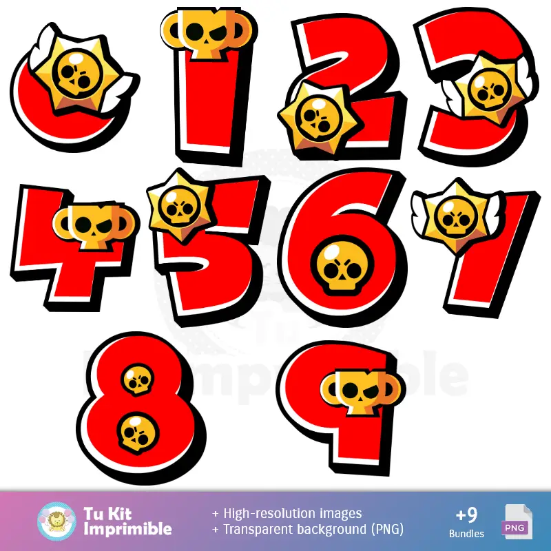 Números Temáticos | Brawl Stars Hintergrund - Digitales Papier für Dekoration