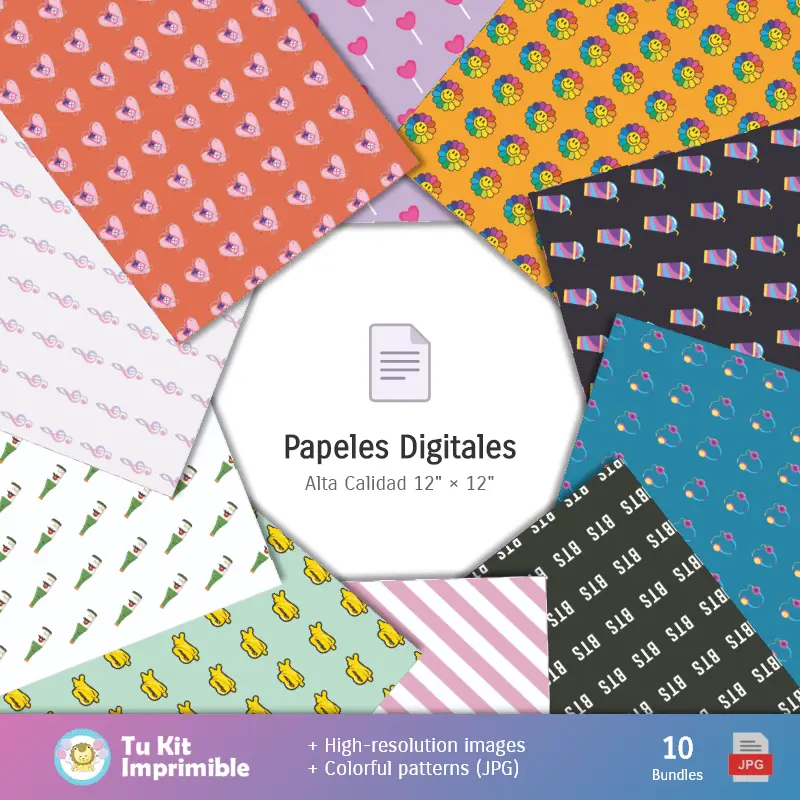 Collages | BTS Patterns and Textures - Scrapbook and Party Kits