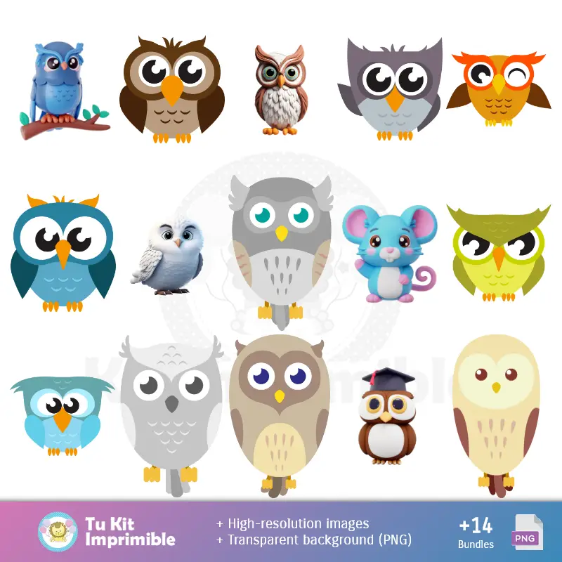 Personajes | Fundos Búhos e Lechuzas - Papel Digital para Decoração